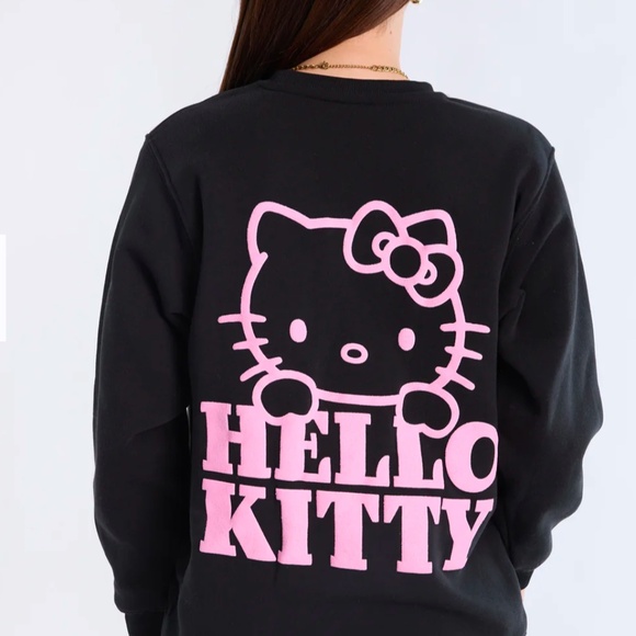 Hello Kitty Graphic Neon Puff Print Crew Neck Sweatshirt - Picture 2 of 3